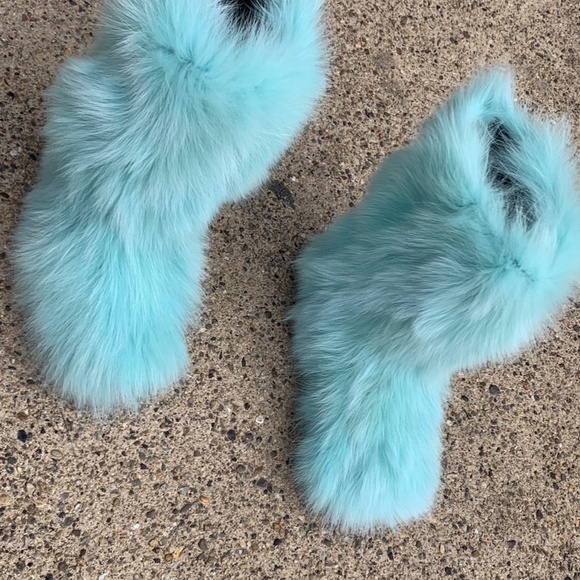 Mint Green Real Fur Boots - Picture 4 of 10